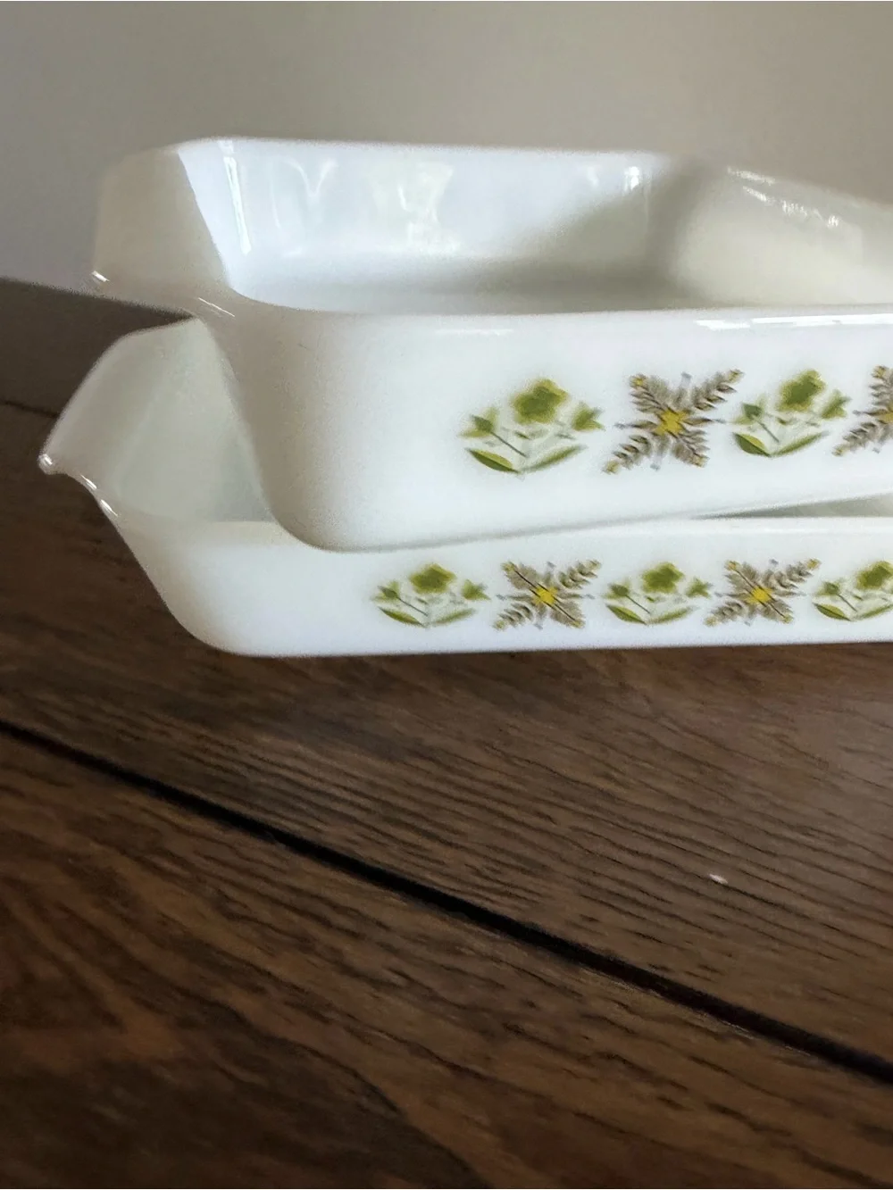 Vintage Fire-King Meadow Green Milk Glass Baking Dish 1.5 Qt Casserole And Loaf